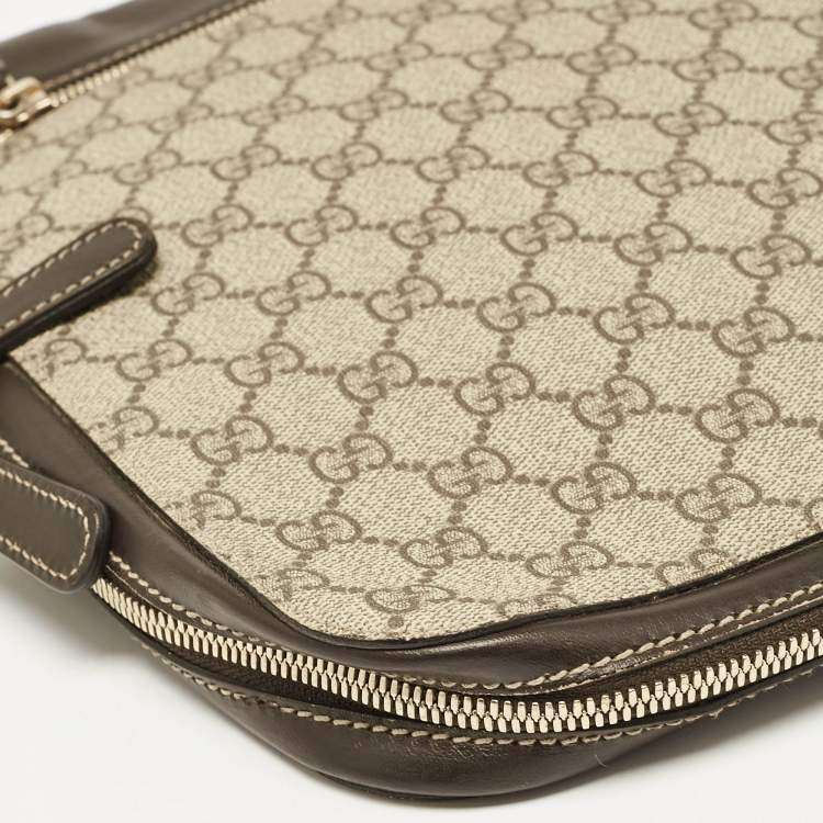 Pre Owned Gucci Dark Brown/Beige GG Supreme Canvas Document Portfolio Case 