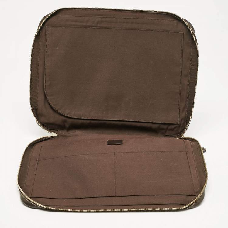 Pre Owned Gucci Dark Brown/Beige GG Supreme Canvas Document Portfolio Case 