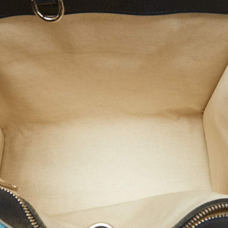 Pre Owned Gucci Blue/Navy Blue GG Canvas and Leather Small Structured Tote