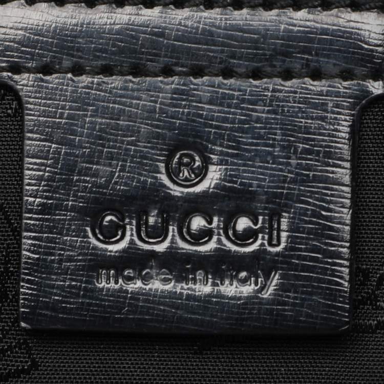 Pre Owned Gucci Black Coated Nylon and Leather Dialux Pop Bamboo Top Handle Bag