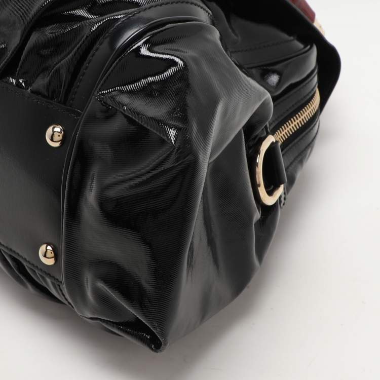 Pre Owned Gucci Black Coated Nylon and Leather Dialux Pop Bamboo Top Handle Bag