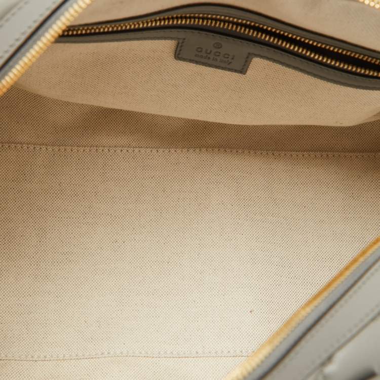 Pre Owned Gucci Grey Leather GG Matelassé Medium Bowler Bag