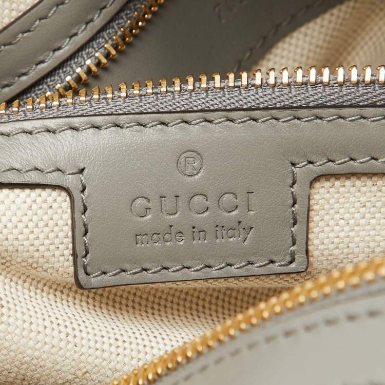Pre Owned Gucci Grey Leather GG Matelassé Medium Bowler Bag