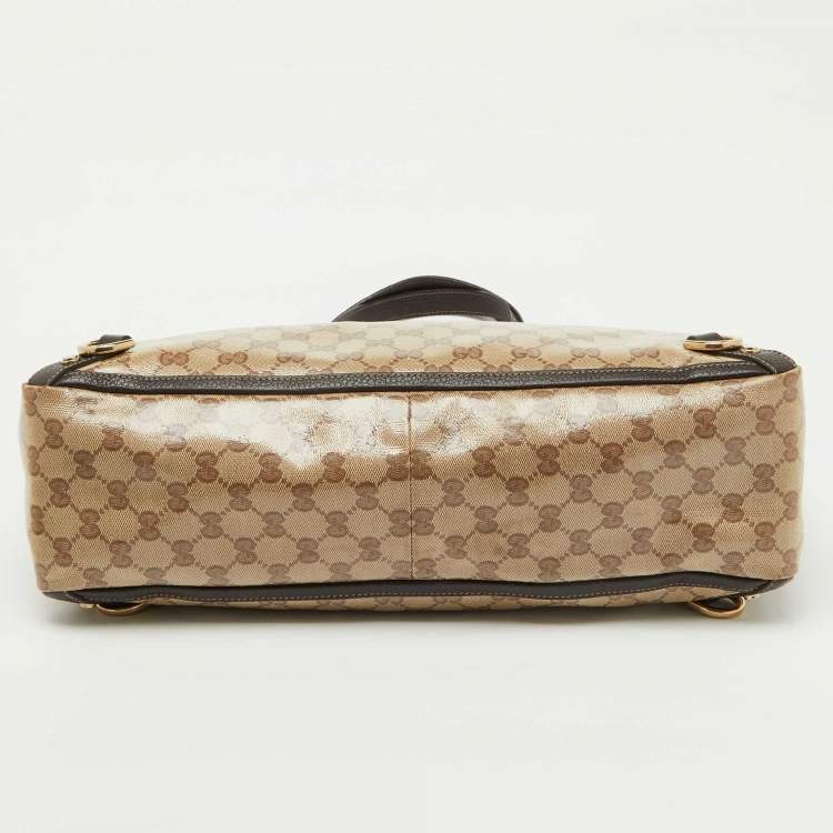 Pre Owned Gucci Beige/Brown GG Supreme Canvas and Leather Abbey D-Ring Tote
