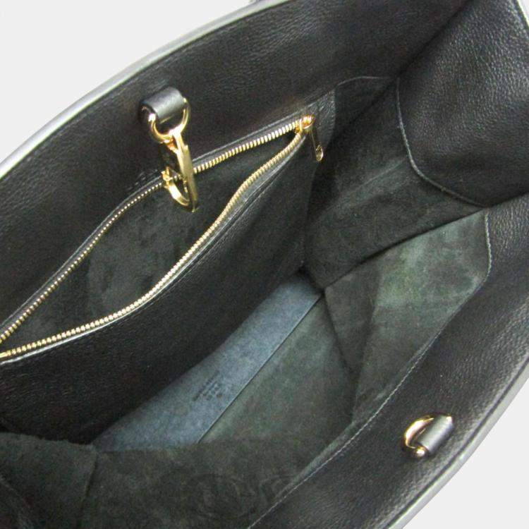 Pre Owned Gucci Black Leather Logo Tote Bag