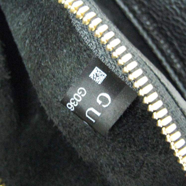 Pre Owned Gucci Black Leather Logo Tote Bag