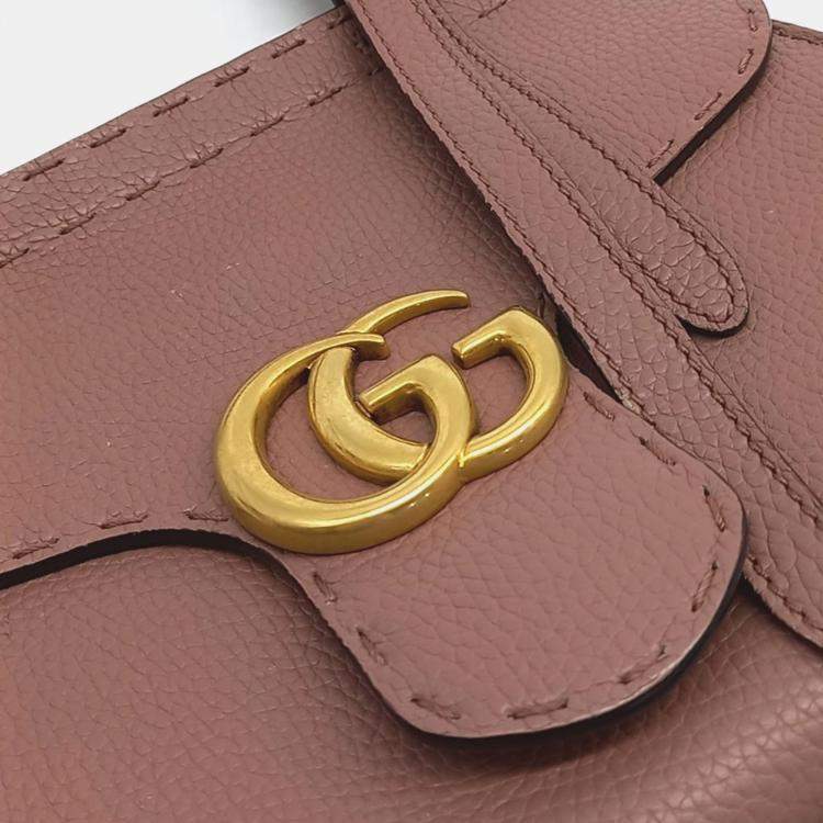 Pre Owned Gucci Brown Leather GG Marmont mini tote bag