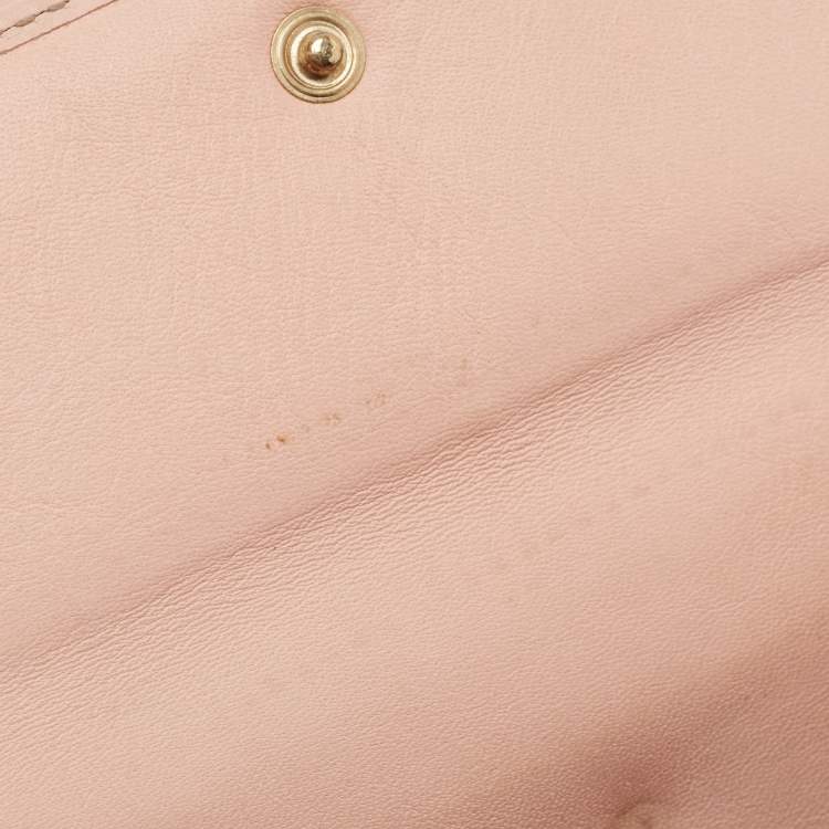 Pre Owned Gucci Beige/Pink GG Canvas and Leather Web Flap Continental Wallet