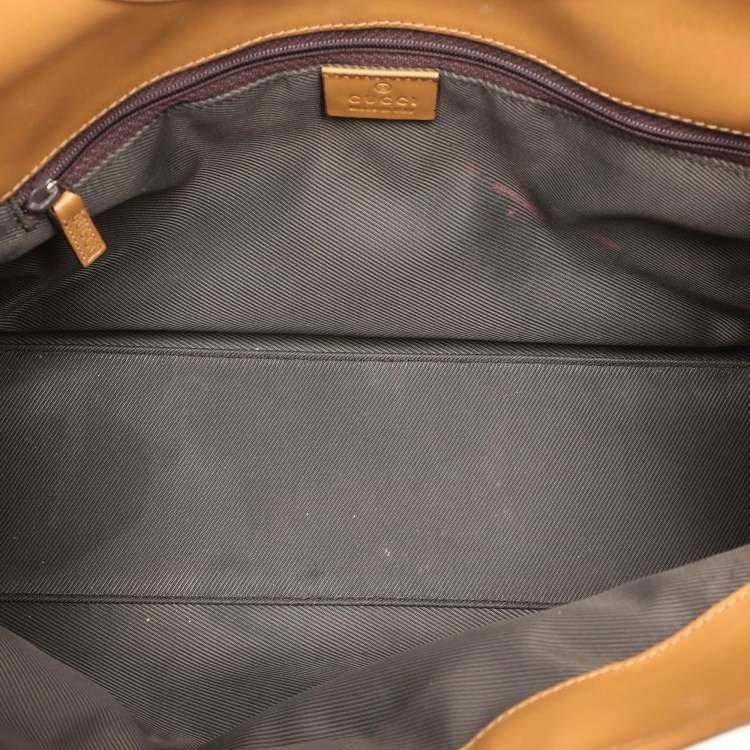 Pre Owned Gucci Beige/Tan GG Canvas and Leather Jackie Bardot Hobo