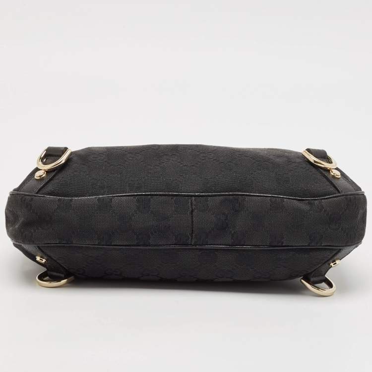 Pre Owned Gucci Black GG Canvas and Leather Abbey D-Ring Hobo