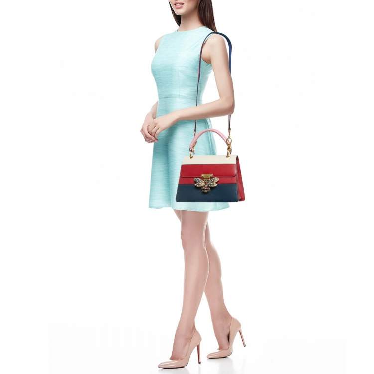 Pre Owned Gucci Multicolor Leather Small Queen Margaret Top Handle Bag