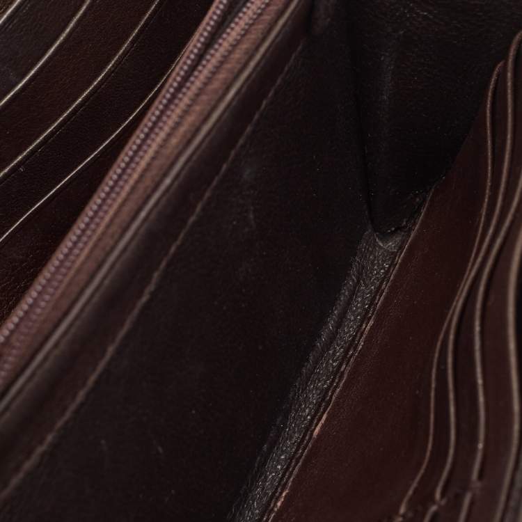 Pre Owned Gucci Dark Brown Guccissima Leather Interlocking G Continental Wallet