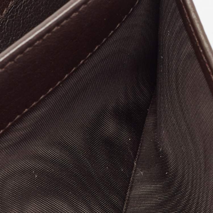 Pre Owned Gucci Dark Brown Guccissima Leather Interlocking G Continental Wallet
