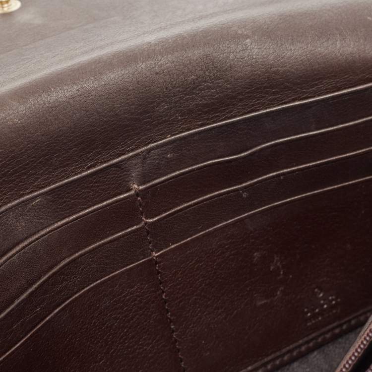 Pre Owned Gucci Dark Brown Guccissima Leather Interlocking G Continental Wallet