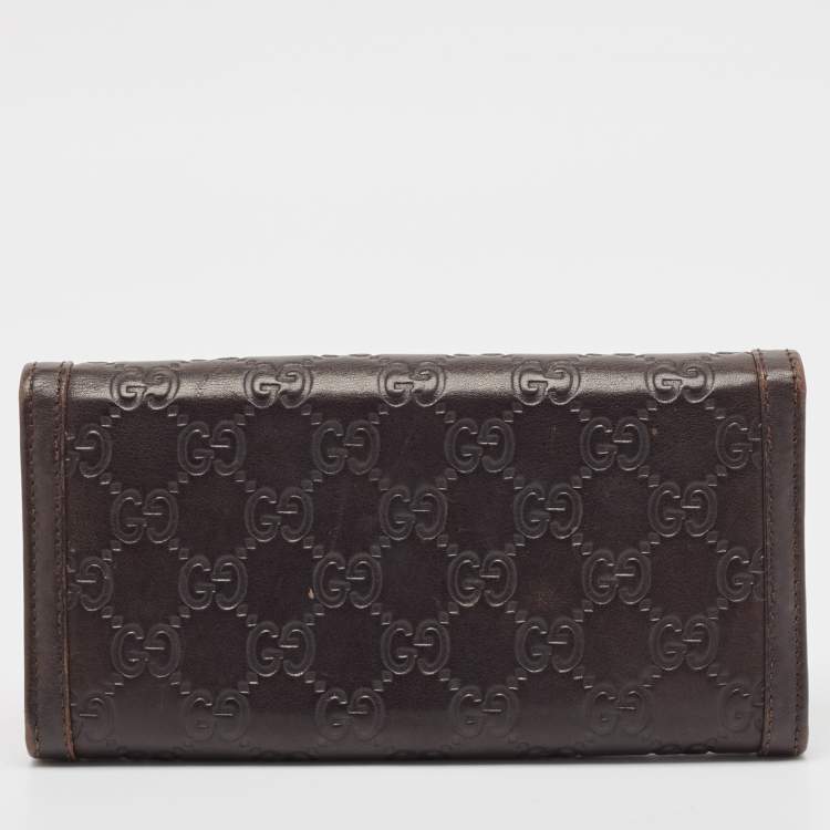 Pre Owned Gucci Dark Brown Guccissima Leather Interlocking G Continental Wallet