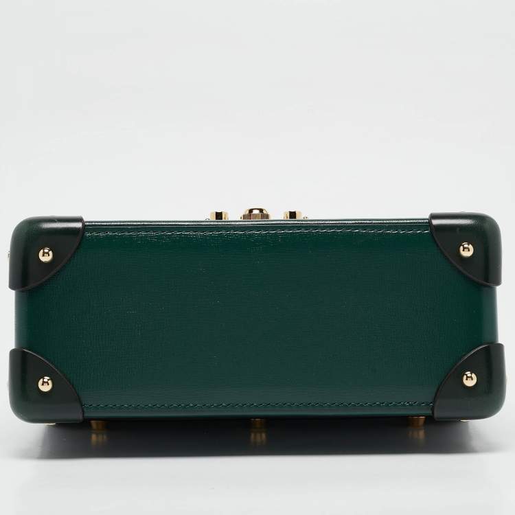 Pre Owned Gucci Green Leather Bamboo Padlock Top Handle Bag