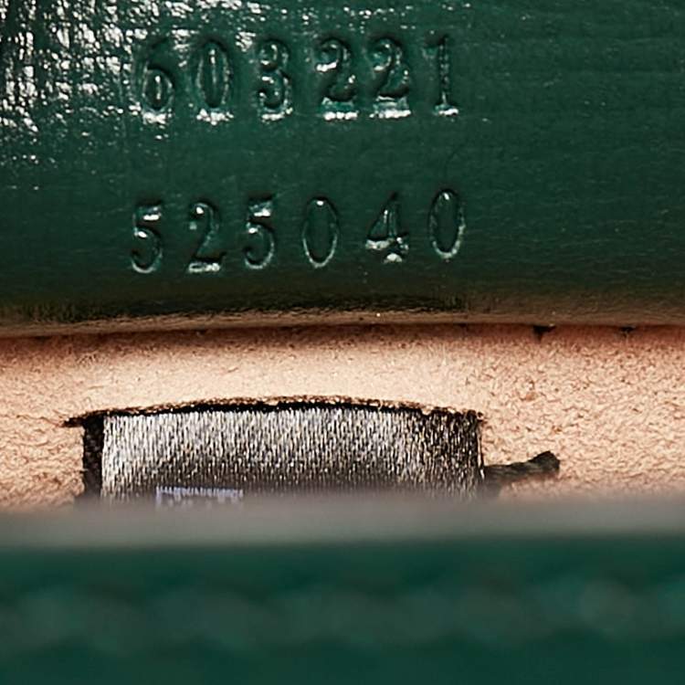 Pre Owned Gucci Green Leather Bamboo Padlock Top Handle Bag