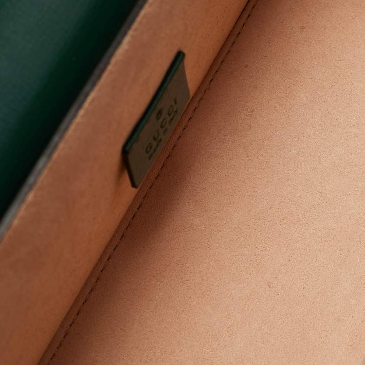 Pre Owned Gucci Green Leather Bamboo Padlock Top Handle Bag