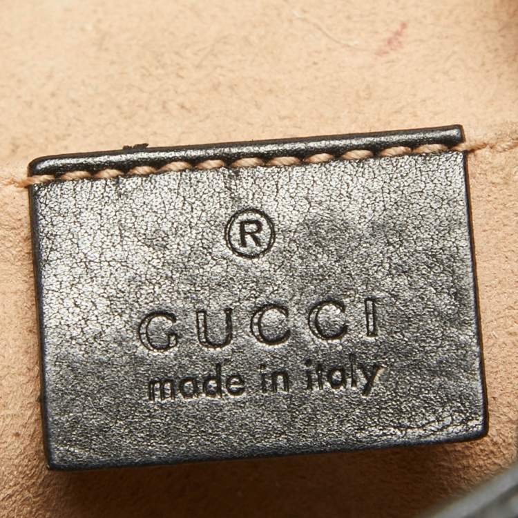 Pre Owned Gucci Black Matelassé Leather GG Marmont Drawstring Backpack