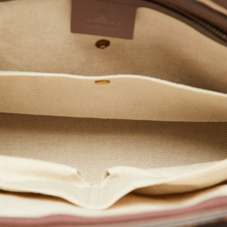 Pre Owned Gucci Brown Patent Leather Medium Bright Bit Tote