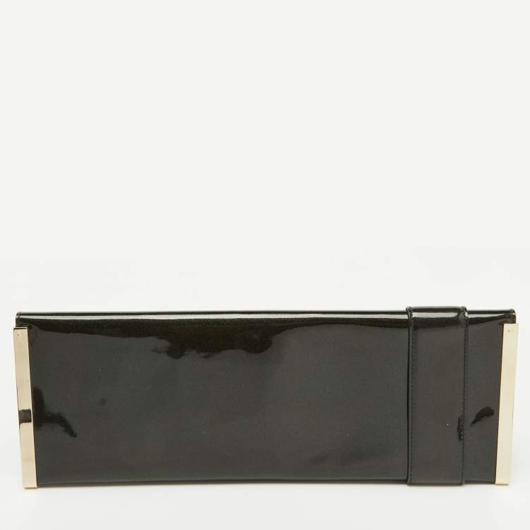 Pre Owned Gucci Dark Green Patent Leather Romy Clutch