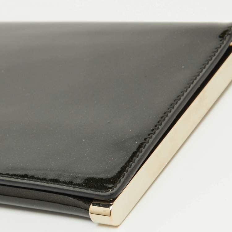 Pre Owned Gucci Dark Green Patent Leather Romy Clutch