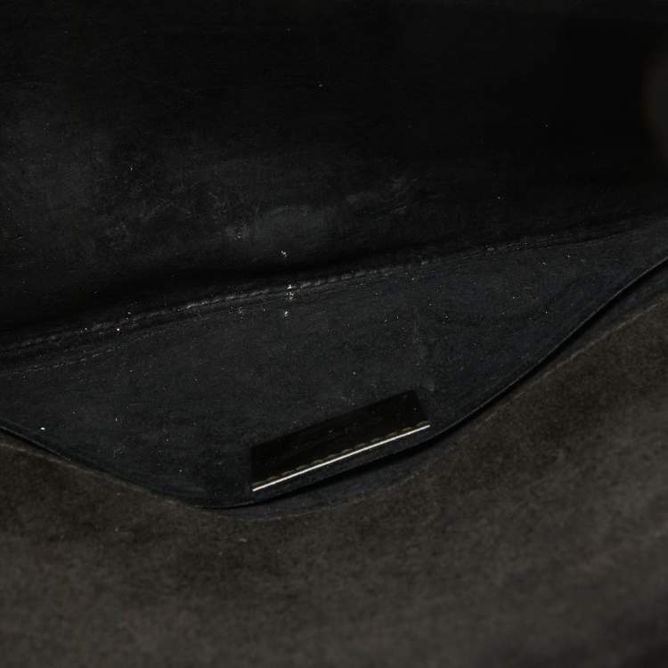 Pre Owned Gucci Dark Green Patent Leather Romy Clutch