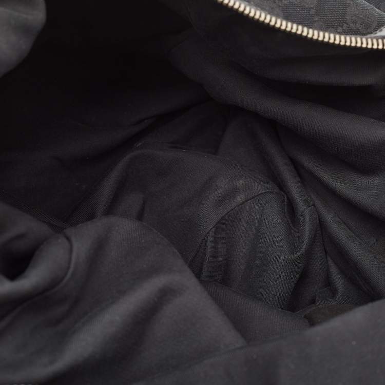 Pre Owned Gucci Black GG Canvas and Leather GG Marmont Medium Pelham Hobo