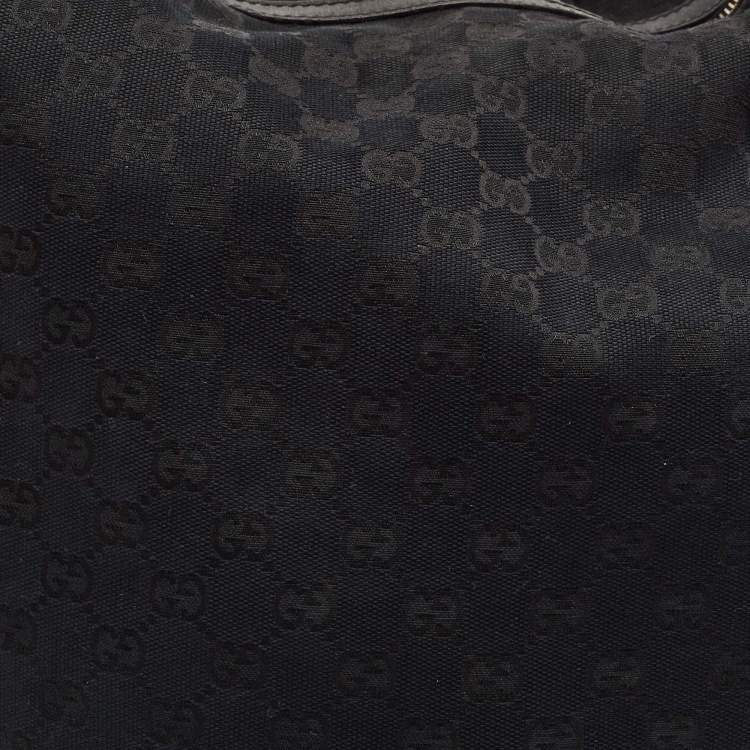Pre Owned Gucci Black GG Canvas and Leather GG Marmont Medium Pelham Hobo