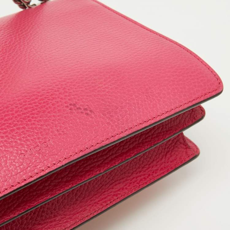 Pre Owned Gucci Pink Leather Small Guccify Pearl Embellished Dionysus Shoulder Bag