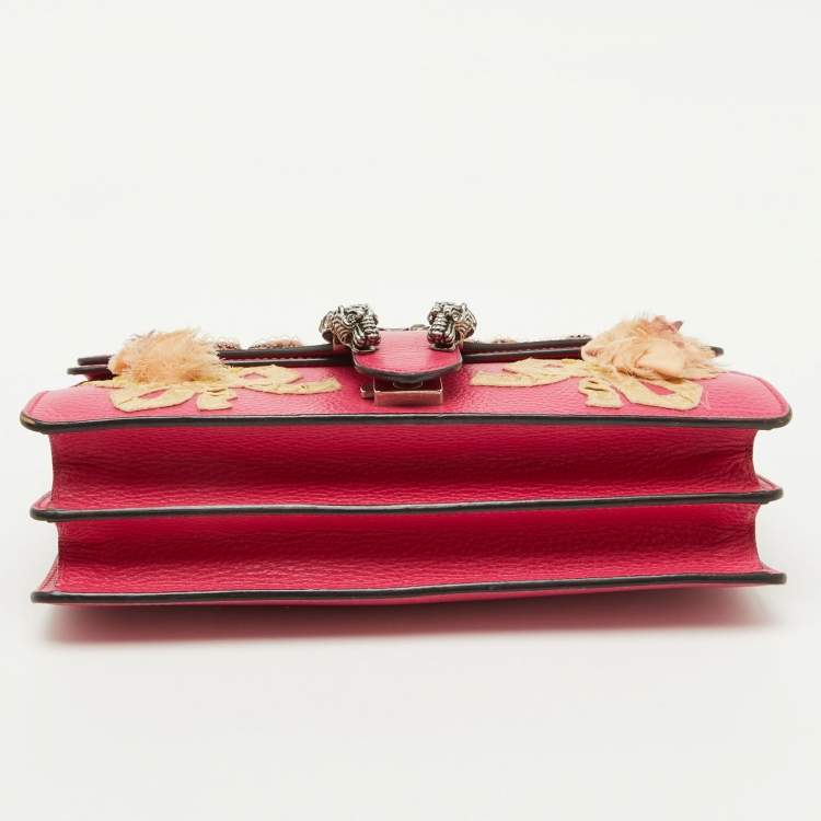 Pre Owned Gucci Pink Leather Small Guccify Pearl Embellished Dionysus Shoulder Bag