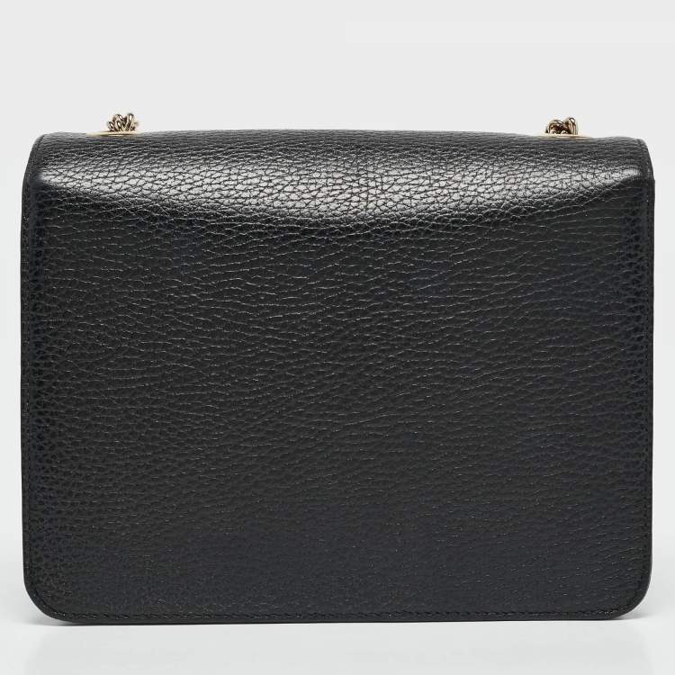 مملوكة مسبقًا Gucci Black Leather Dollar Interlocking G Crossbody Bag
