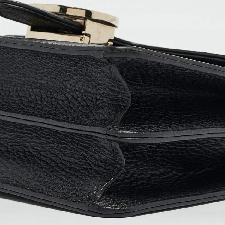 مملوكة مسبقًا Gucci Black Leather Dollar Interlocking G Crossbody Bag