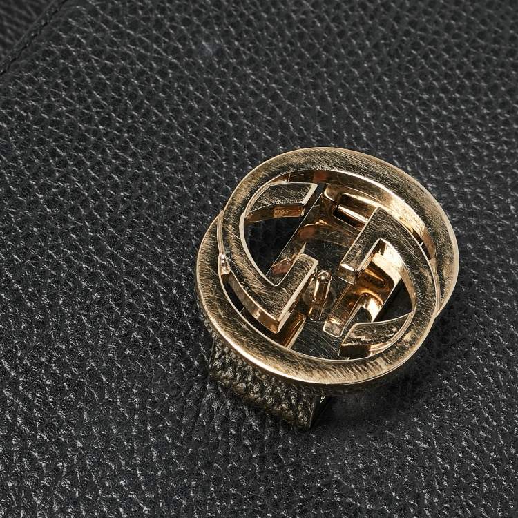 مملوكة مسبقًا Gucci Black Leather Dollar Interlocking G Crossbody Bag