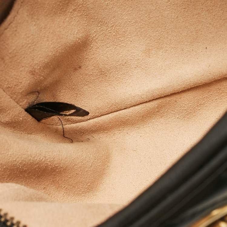 Pre Owned Gucci Black Matelasse Leather Mini GG Marmont Shoulder Bag