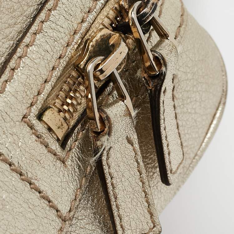 Pre Owned Gucci Gold Leather Britt Boston Bag