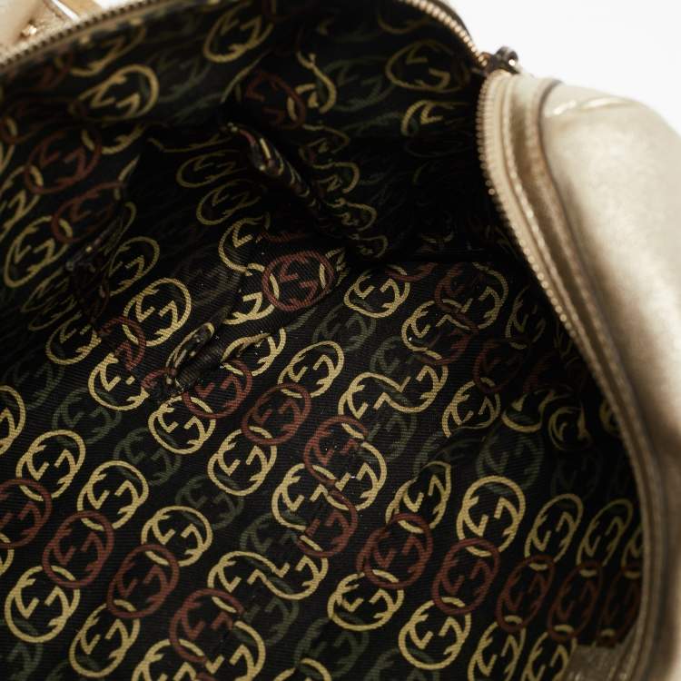 Pre Owned Gucci Gold Leather Britt Boston Bag
