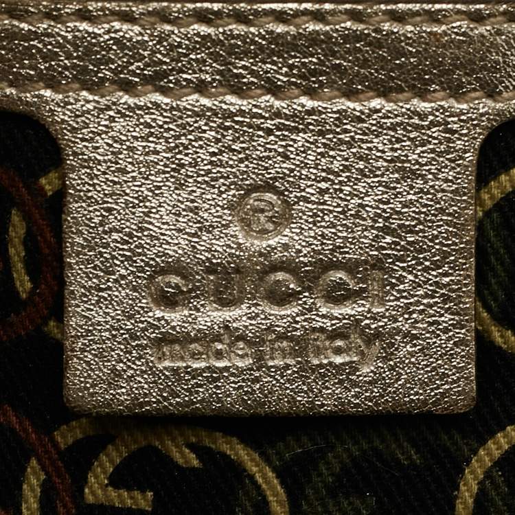 Pre Owned Gucci Gold Leather Britt Boston Bag