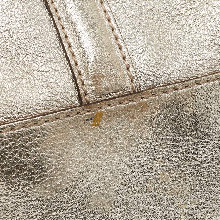 Pre Owned Gucci Gold Leather Britt Boston Bag