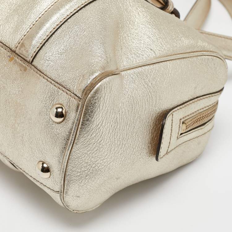 Pre Owned Gucci Gold Leather Britt Boston Bag