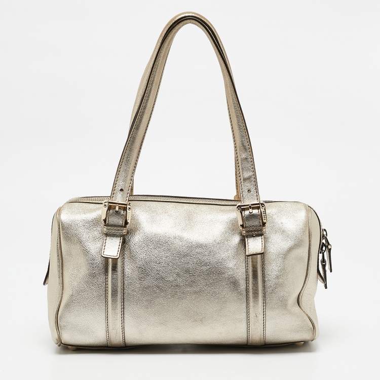 Pre Owned Gucci Gold Leather Britt Boston Bag