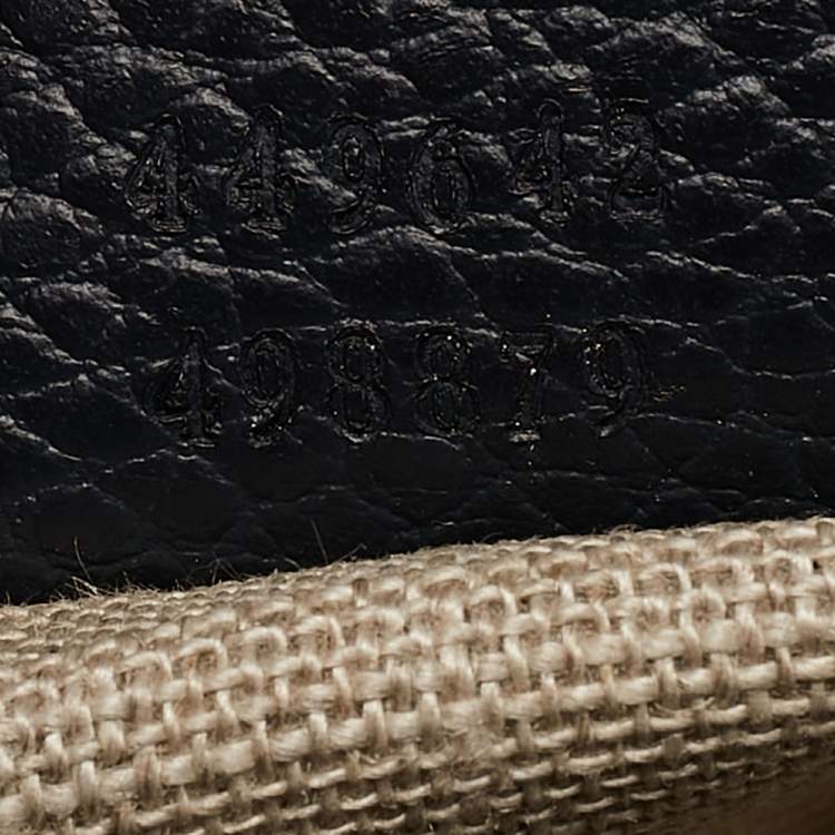 Pre Owned Gucci Navy Blue Leather Bamboo Tassel Tote
