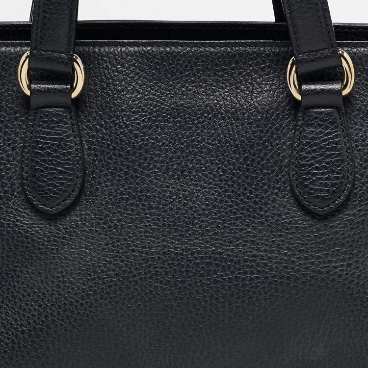 Pre Owned Gucci Navy Blue Leather Bamboo Tassel Tote