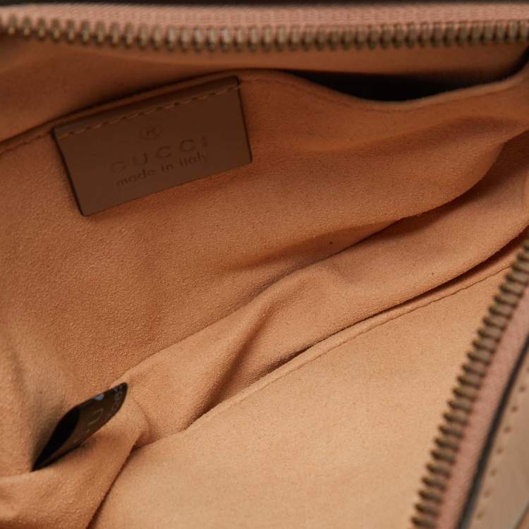 Pre Owned Gucci Beige Matelasse Leather GG Marmont Belt Bag