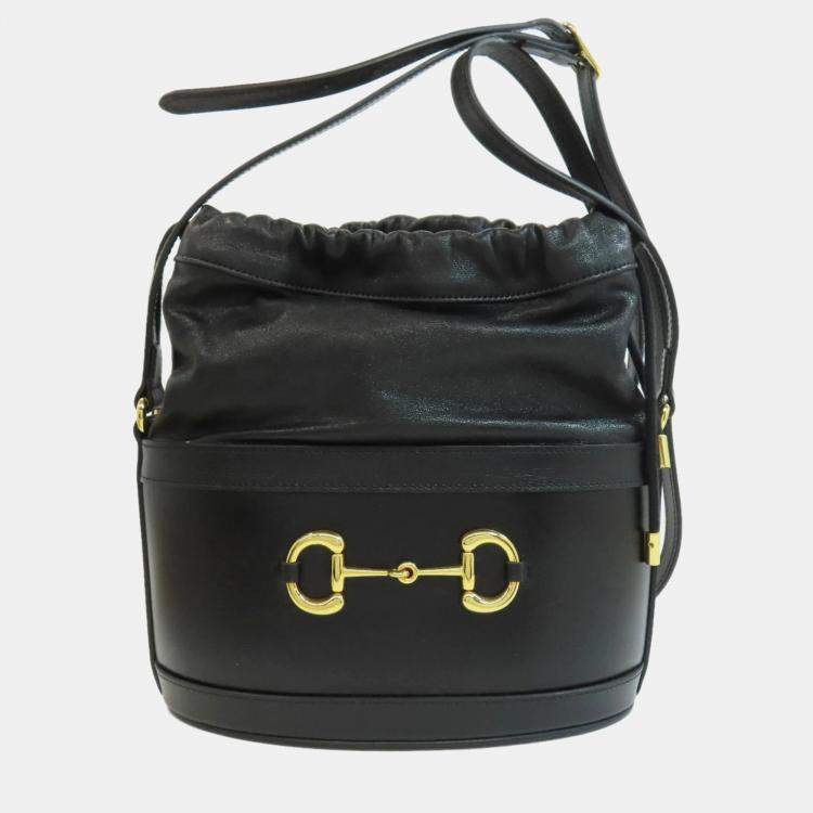 Pre Owned Gucci Leather Horsebit Bucket Shoulder Bag