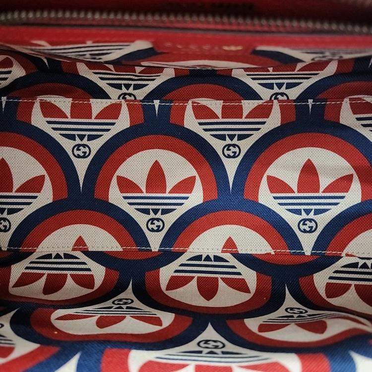 Pre Owned Gucci Red Leather X Adidas Duffel Bag