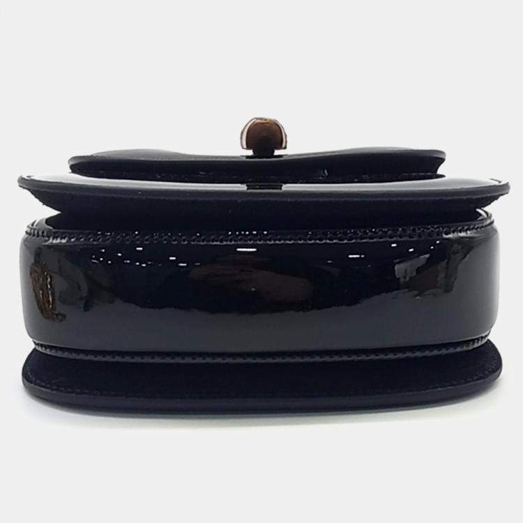 Pre Owned Gucci Black Leather  Patent 1947 Mini Top Handle Bag