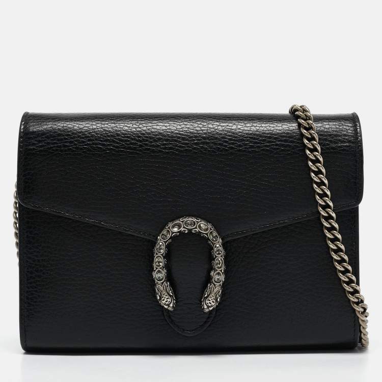 Pre Owned Gucci Black Leather Mini Dionysus Shoulder Bag
