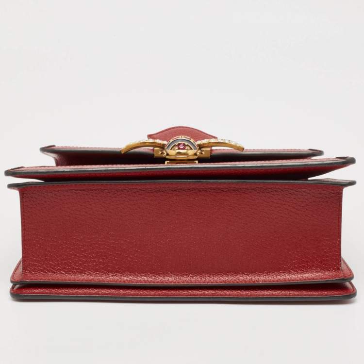 Pre Owned Gucci Red/Beige GG Supreme Canvas Small Queen Margaret Top Handle Bag