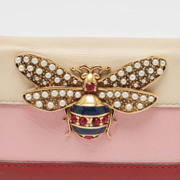 مملوكة مسبقًا Gucci Multicolor Leather Stripe Queen Margaret Card Case